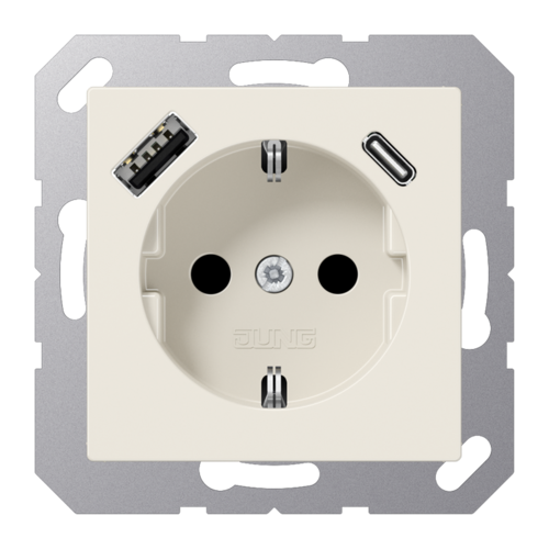 Розетка 2К+З 16А 250В~, с разъемом  USB Typ AC