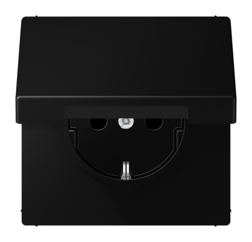 SCHUKO-розетка с крышкой цвет матовый черный