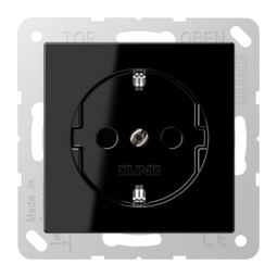 Розетка JUNG A 500, скрытый монтаж, с заземлением, черный